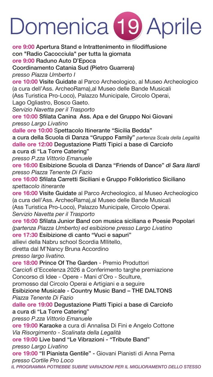 Programma 19 Aprile